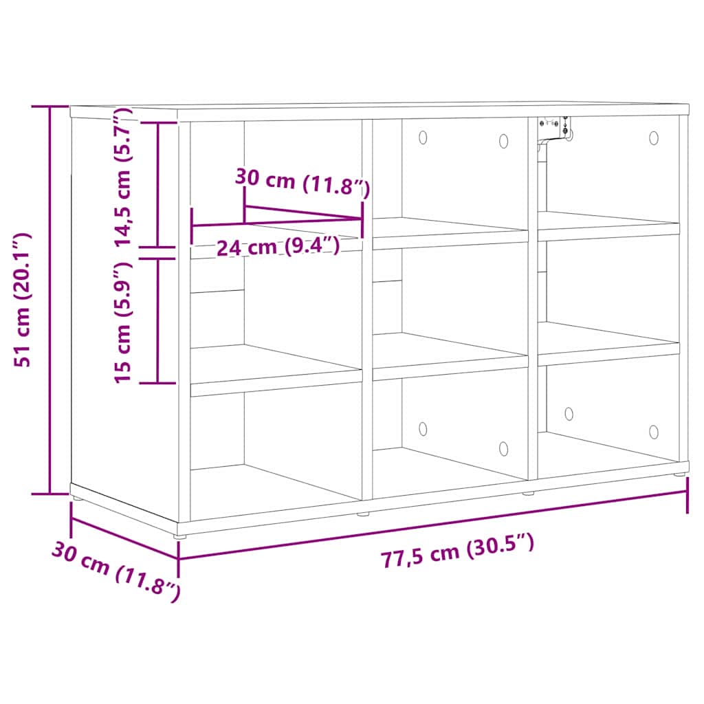 Shoe Cabinet 77.5 x 30 x 51 cm Engineered Wood Sonoma Oak