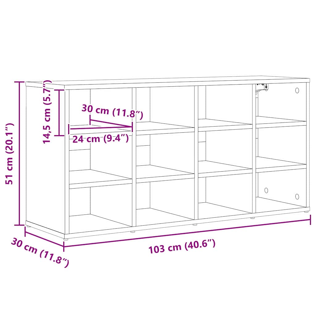 Shoe Cabinet 103 x 30 x 51 cm Engineered Wood White