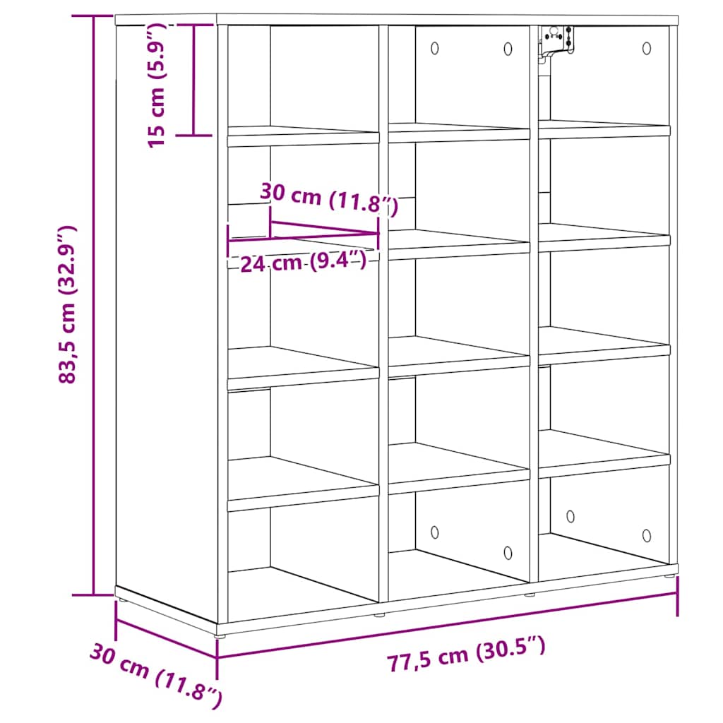 Shoe Cabinet 77.5 x 30 x 83.5 cm Engineered Wood Concrete grey