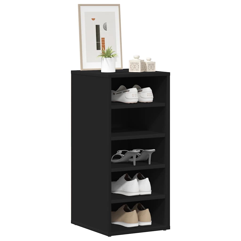 808984 vidaXL Shoe Cabinets 2 pcs Black 31,5x35x70 cm Engineered Wood