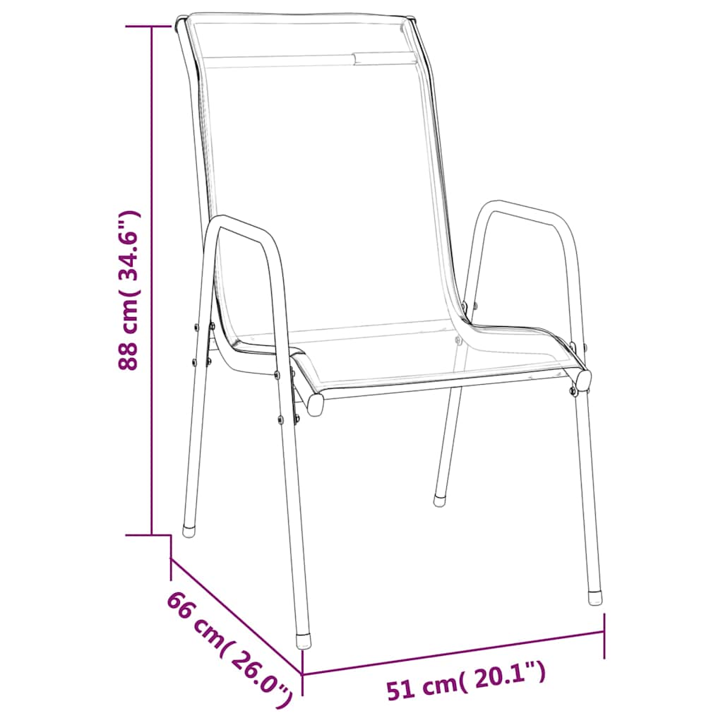 316817 vidaXL Garden Chairs 2 pcs Steel and Textilene Black