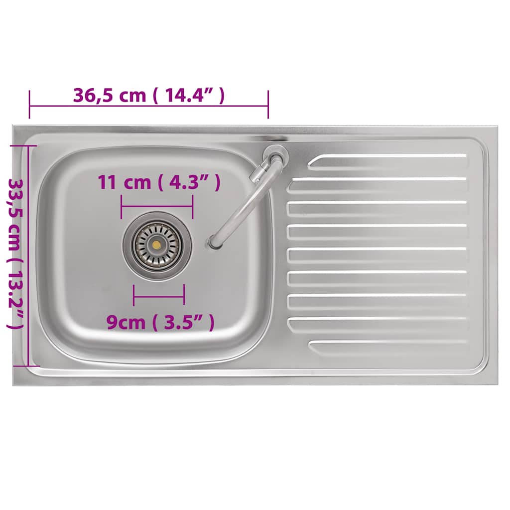 151213 vidaXL Camping Sink Single Basin with Tap Stainless Steel
