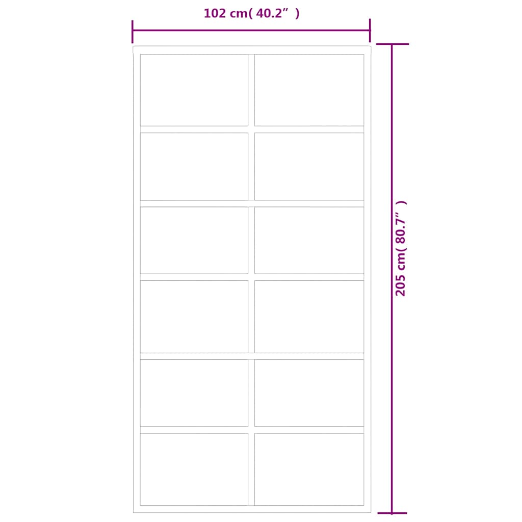 Sliding Door with Hardware Set ESG Glass&Aluminium 102x205 cm