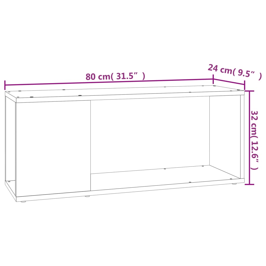 809107 vidaXL TV Cabinet White 80x24x32 cm Engineered Wood