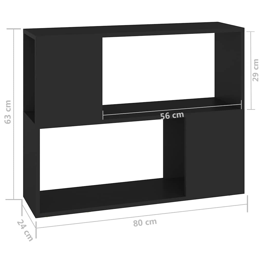 809117 vidaXL TV Cabinet Black 80x24x63 cm Engineered Wood