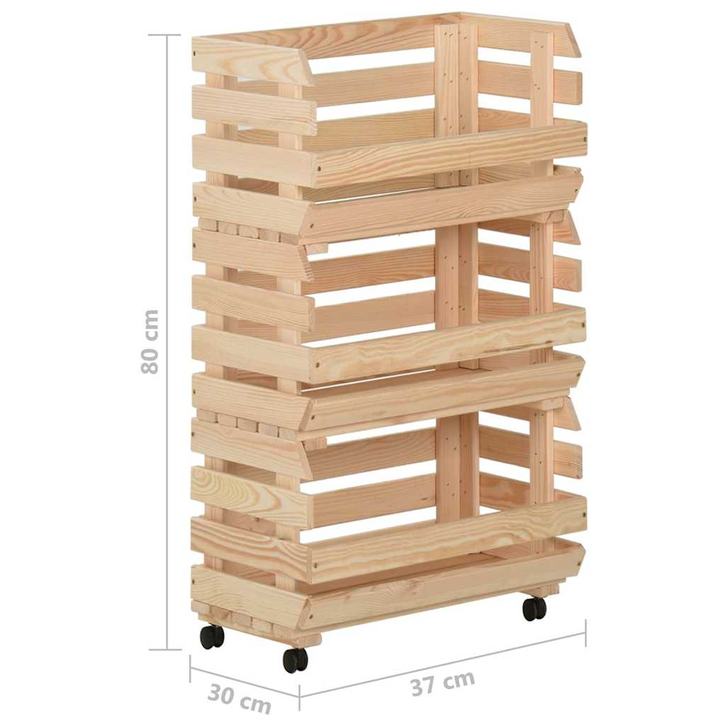 327325 vidaXL Vegetable Trolley 37x30x80 cm Solid Pinewood