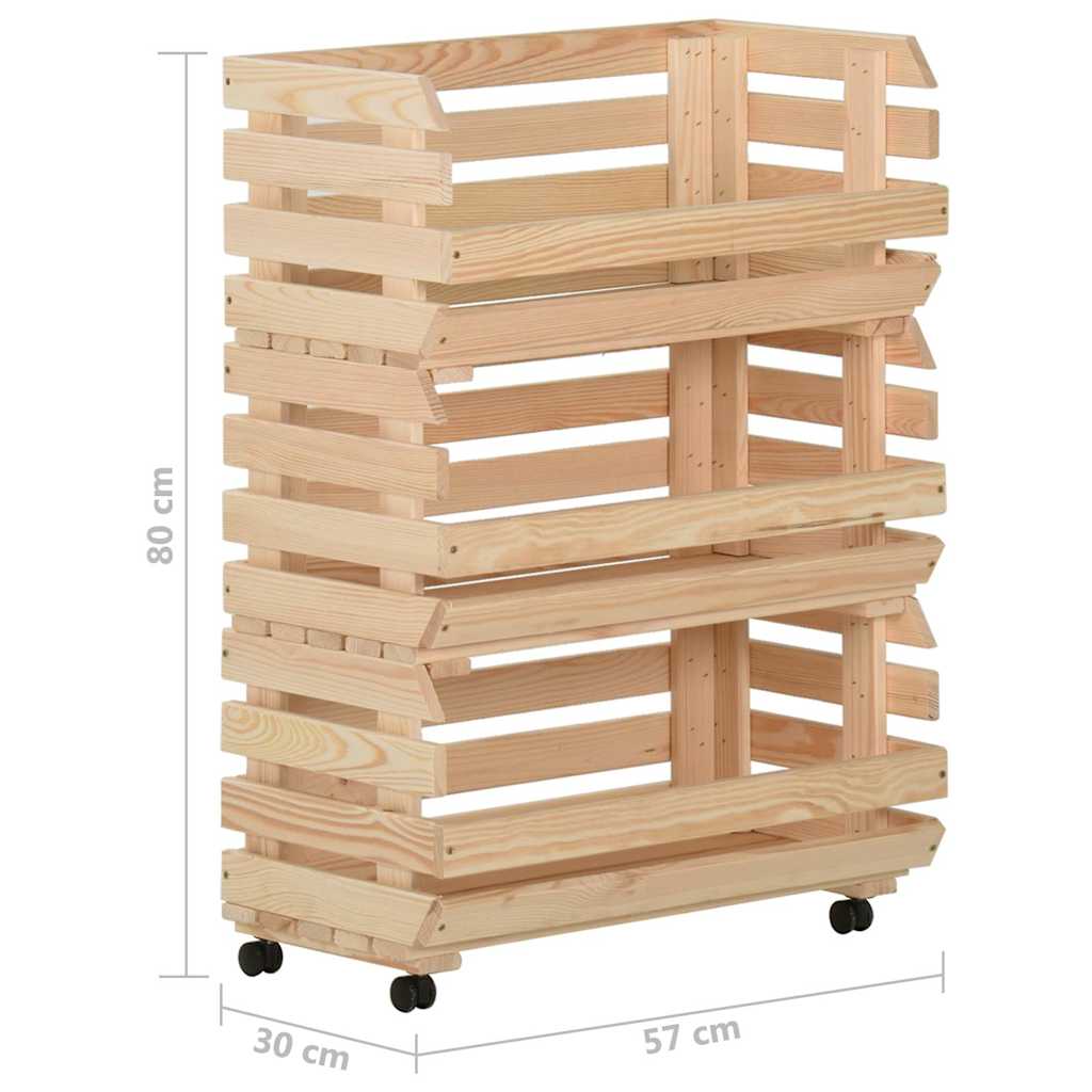 327326 vidaXL Vegetable Trolley 57x30x80 cm Solid Pinewood