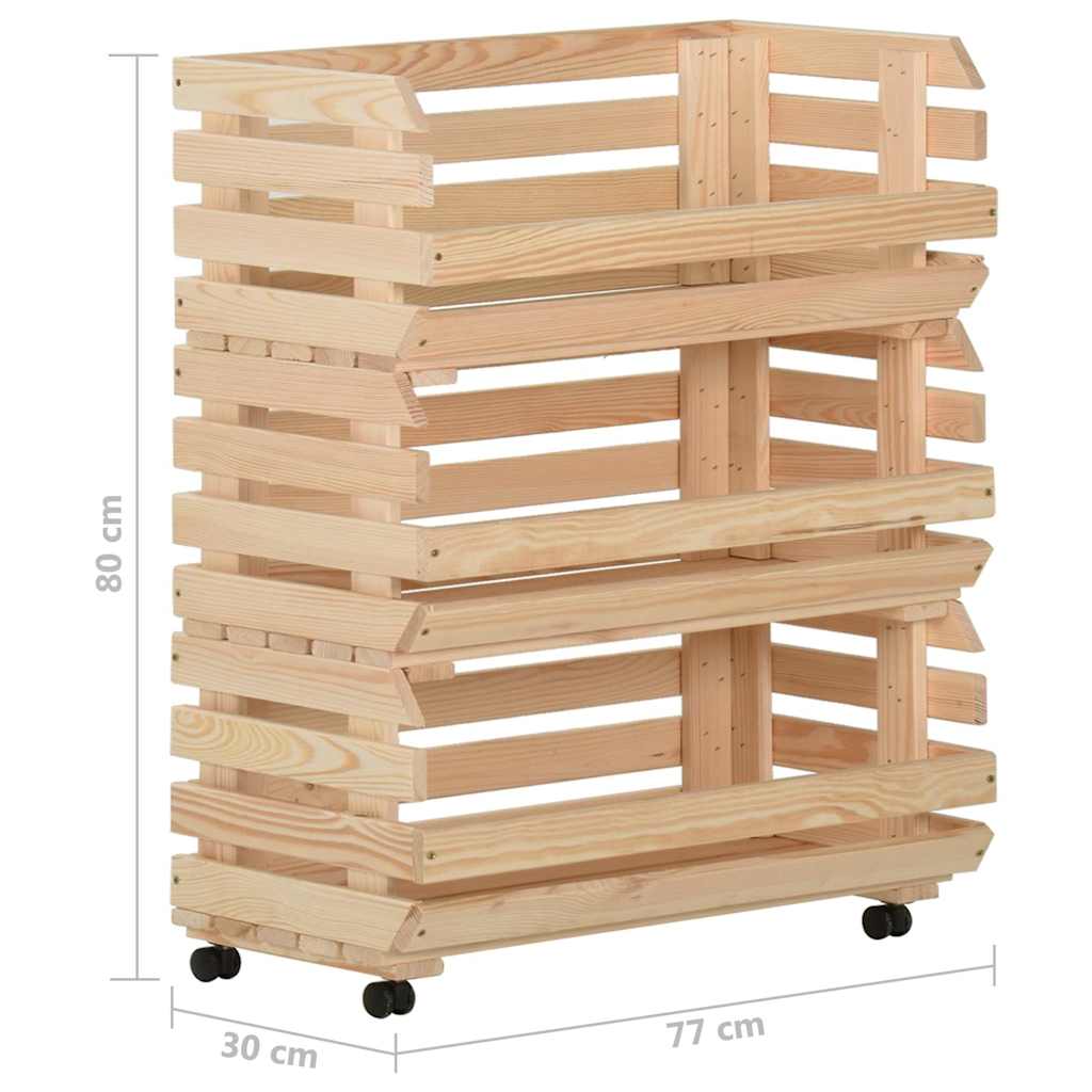 327327 vidaXL Vegetable Trolley 77x30x80 cm Solid Pinewood