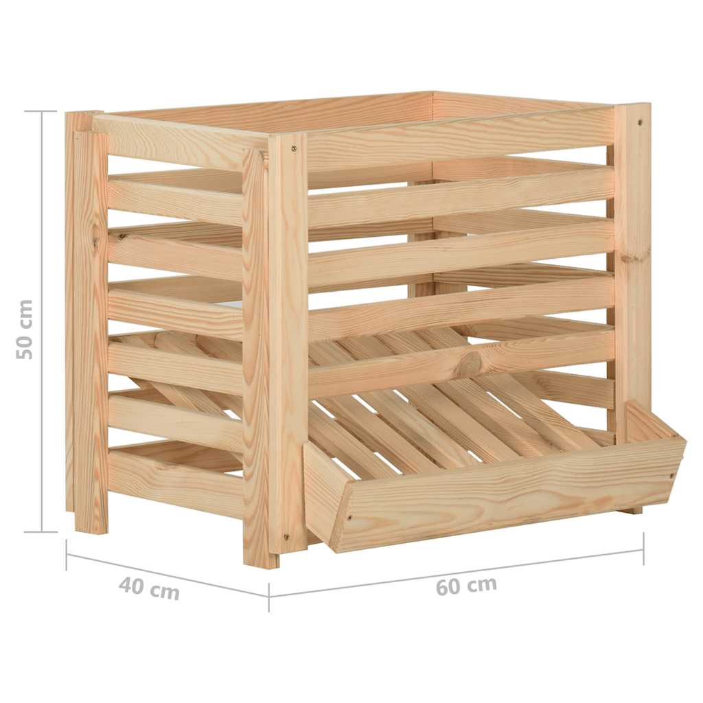 327328 vidaXL Potato Box 60x40x50 cm Solid Pinewood