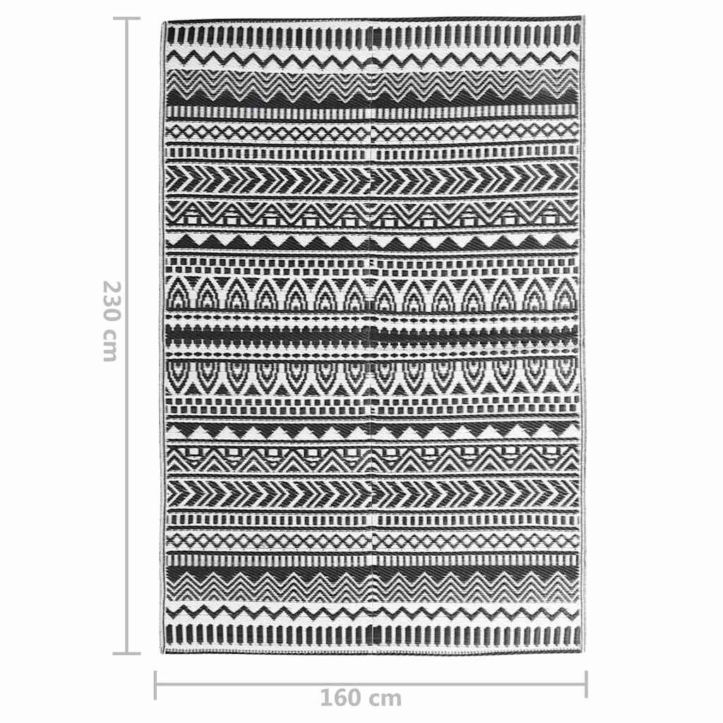 316923 vidaXL Outdoor Rug ARAKIL Black 160x230 cm PP