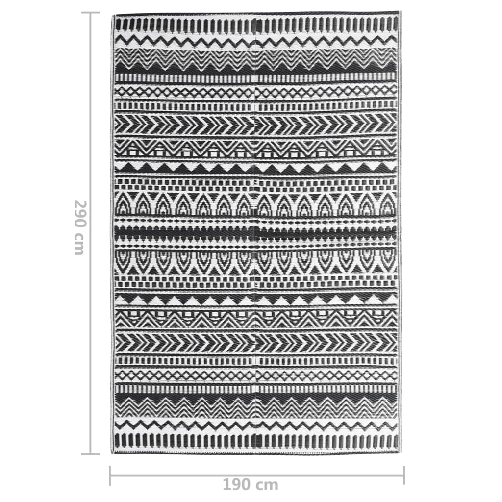 316924 vidaXL Outdoor Rug ARAKIL Black 190x290 cm PP