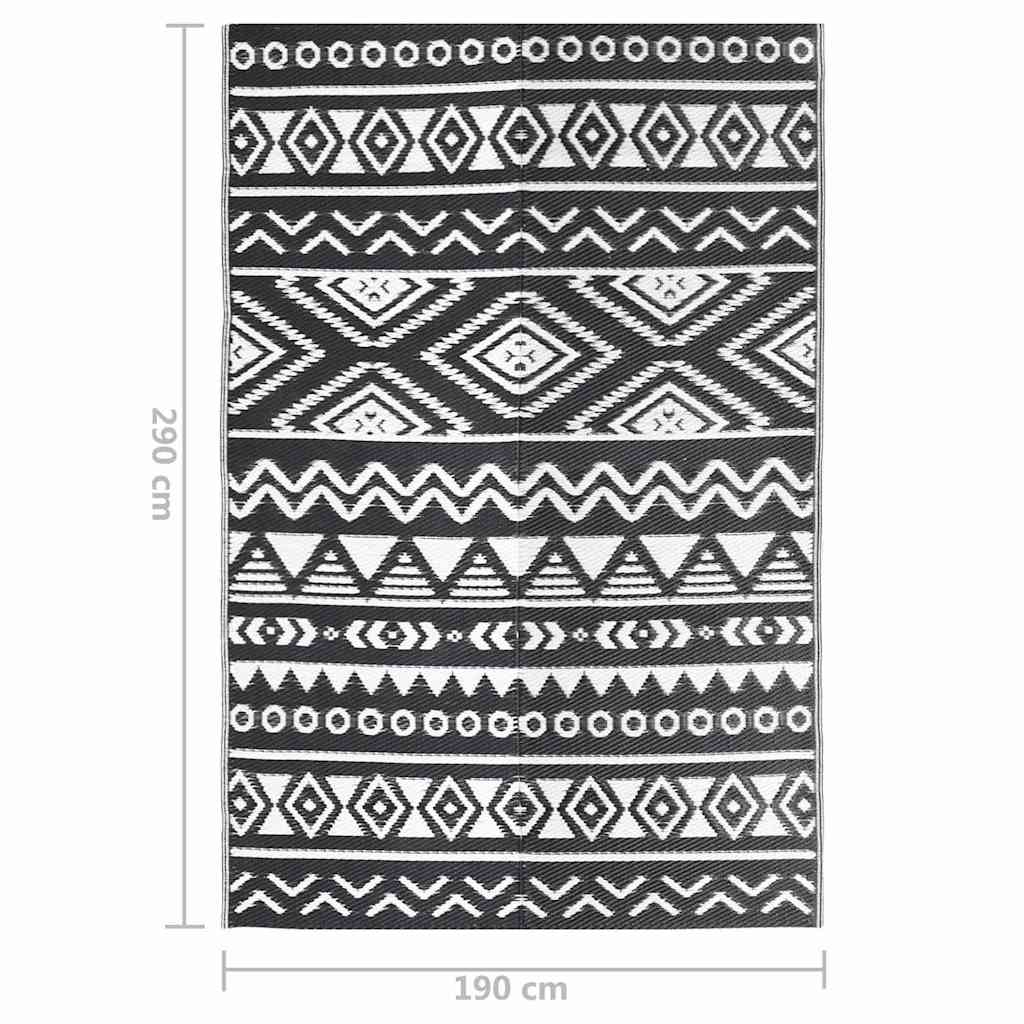 316980 vidaXL Outdoor Rug ARAKIL Black 190x290 cm PP