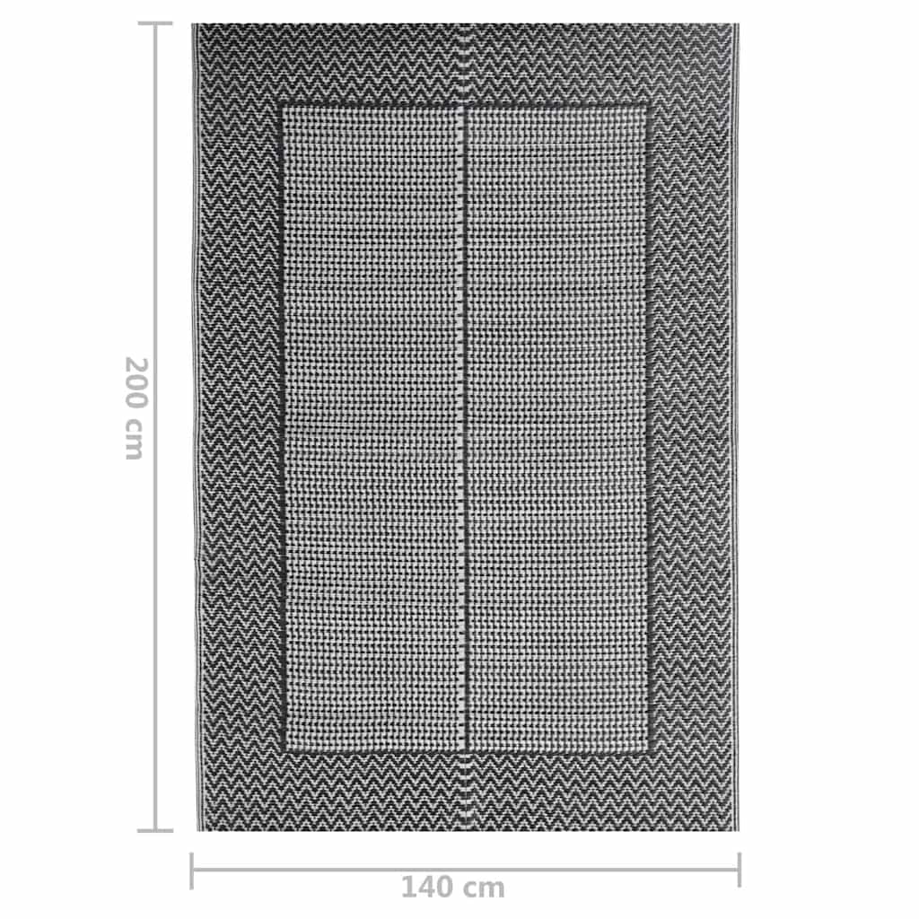 317004 vidaXL Outdoor Rug ARAKIL Black 140x200 cm PP