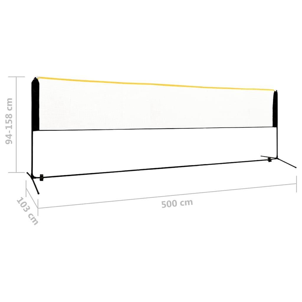 93367 vidaXL Adjustable Badminton Net 500x103x94-158 cm Metal
