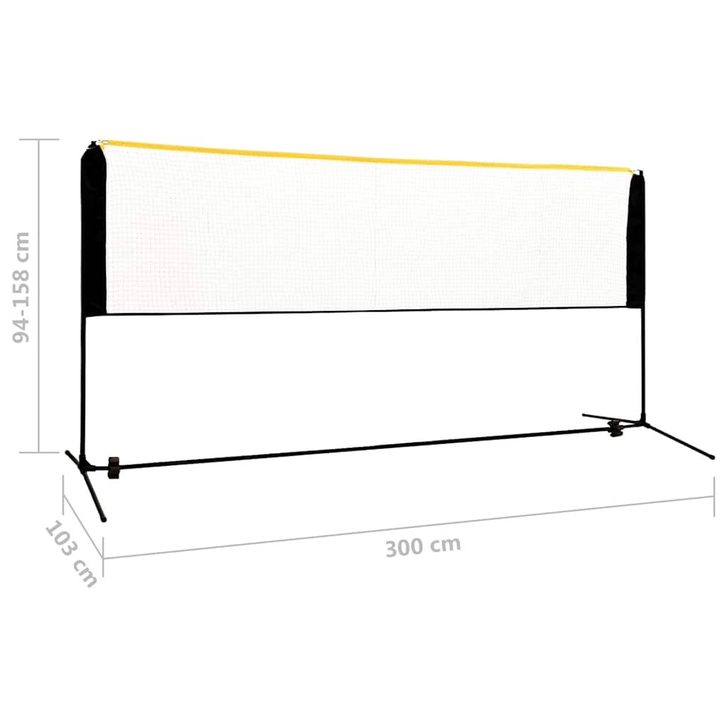 93369 vidaXL Adjustable Badminton Net 300x103x94-158 cm Metal