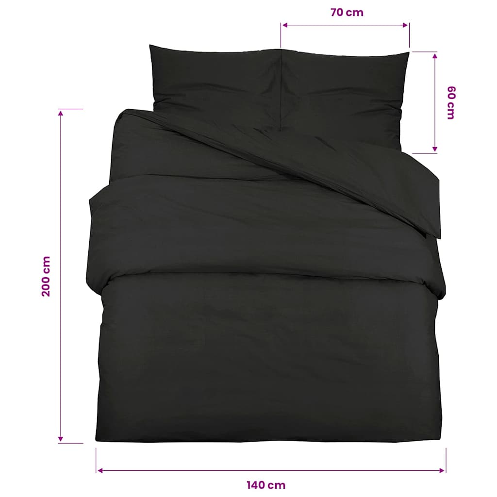 Duvet Cover Set Black 140x200 cm Light-weight Microfiber