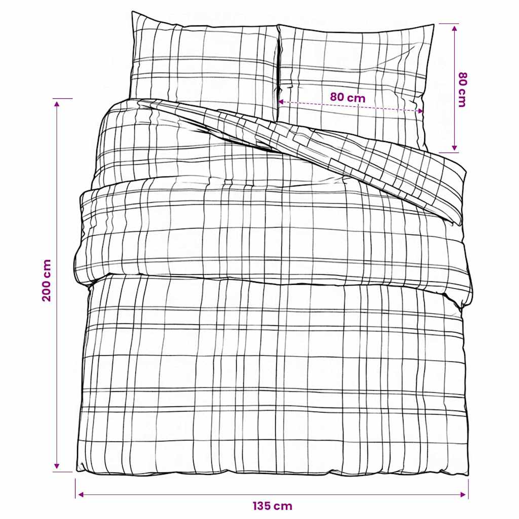 Duvet Cover Set Blue and Grey 135x200 cm Cotton