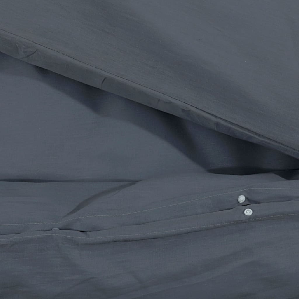 Duvet Cover Set Anthracite 240x220 cm Cotton