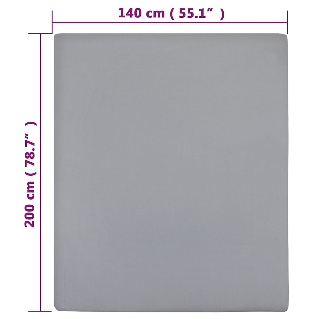 Jersey Fitted Sheet Grey 140x200 cm Cotton