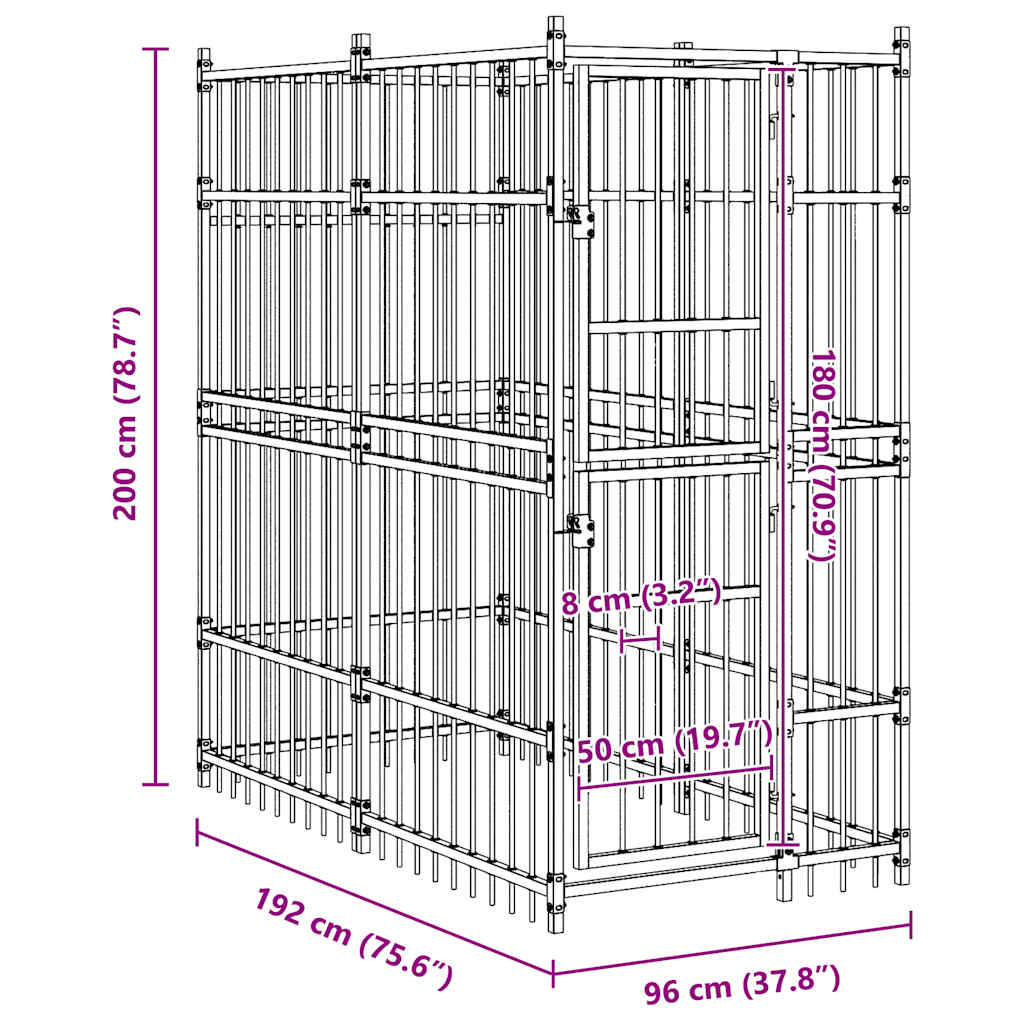 Outdoor Dog Kennel Steel 1.84 m²