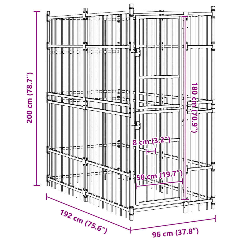 Outdoor Dog Kennel Steel 1,84 m²
