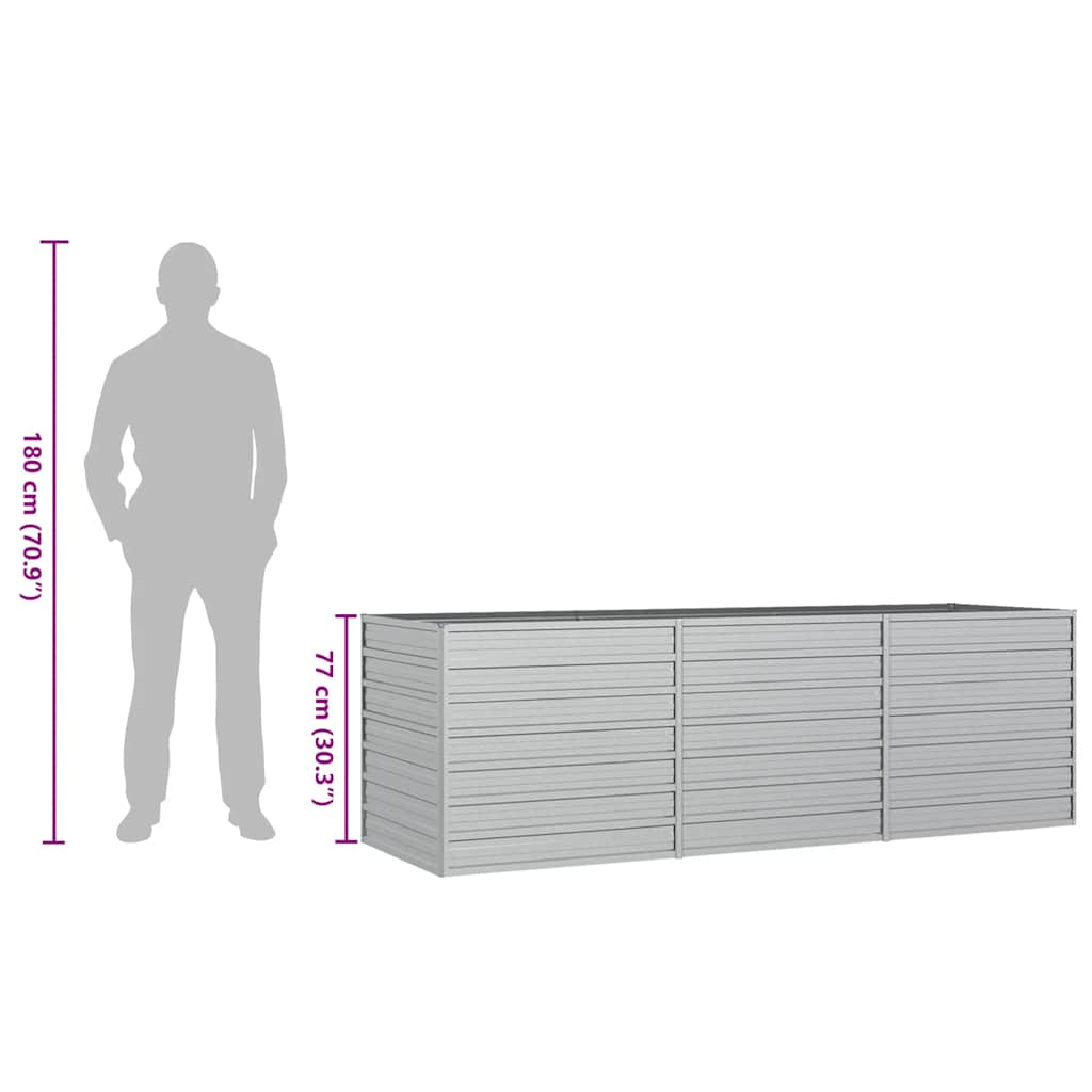 Garden Raised Bed 240x80x77 cm Galvanized Steel Silver