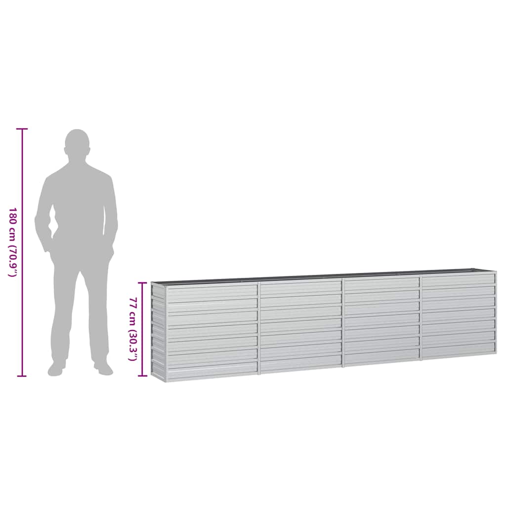 Garden Raised Bed 320x40x77 cm Galvanized Steel Silver