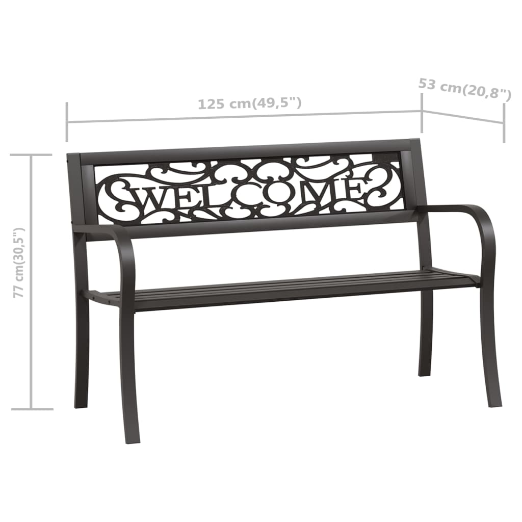317133 vidaXL Garden Bench 125 cm Steel Black
