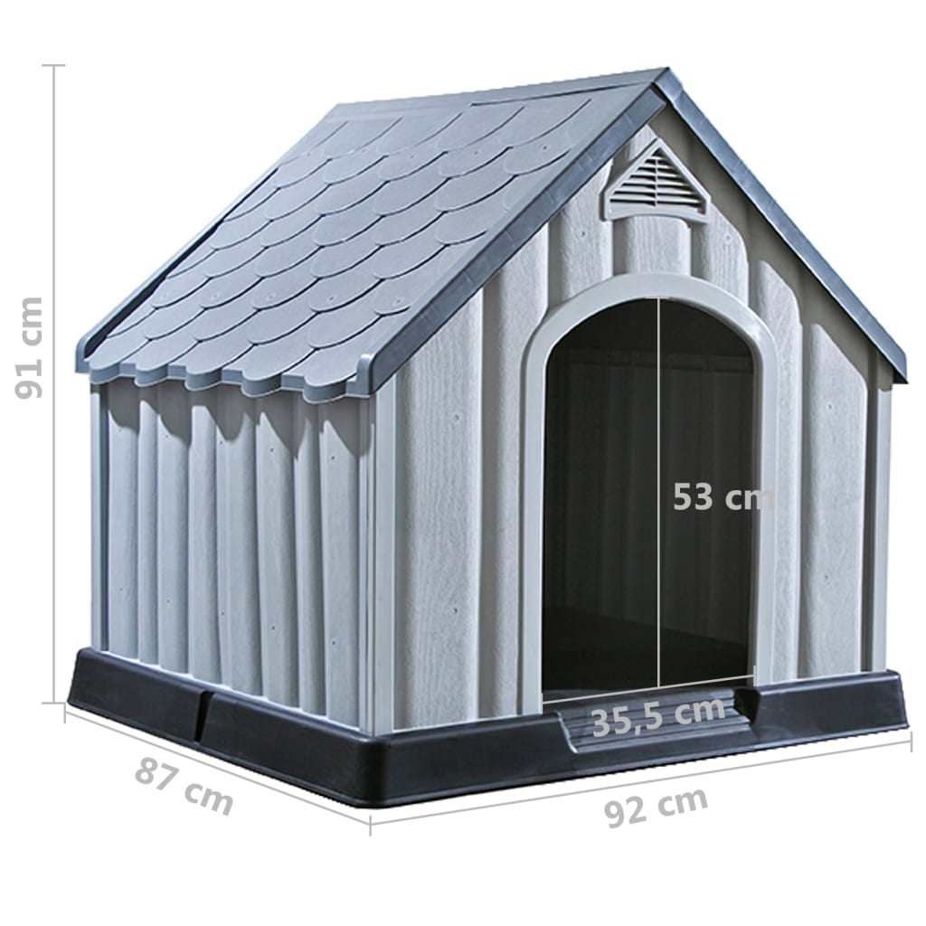 337894 vidaXL Dog House Grey 92x87x91 cm Plastic