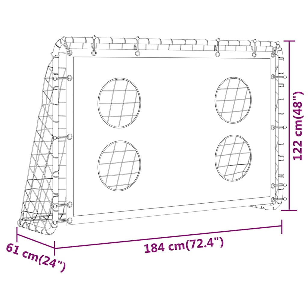93376 vidaXL Soccer Goal Training Net Steel 184x61x122 cm