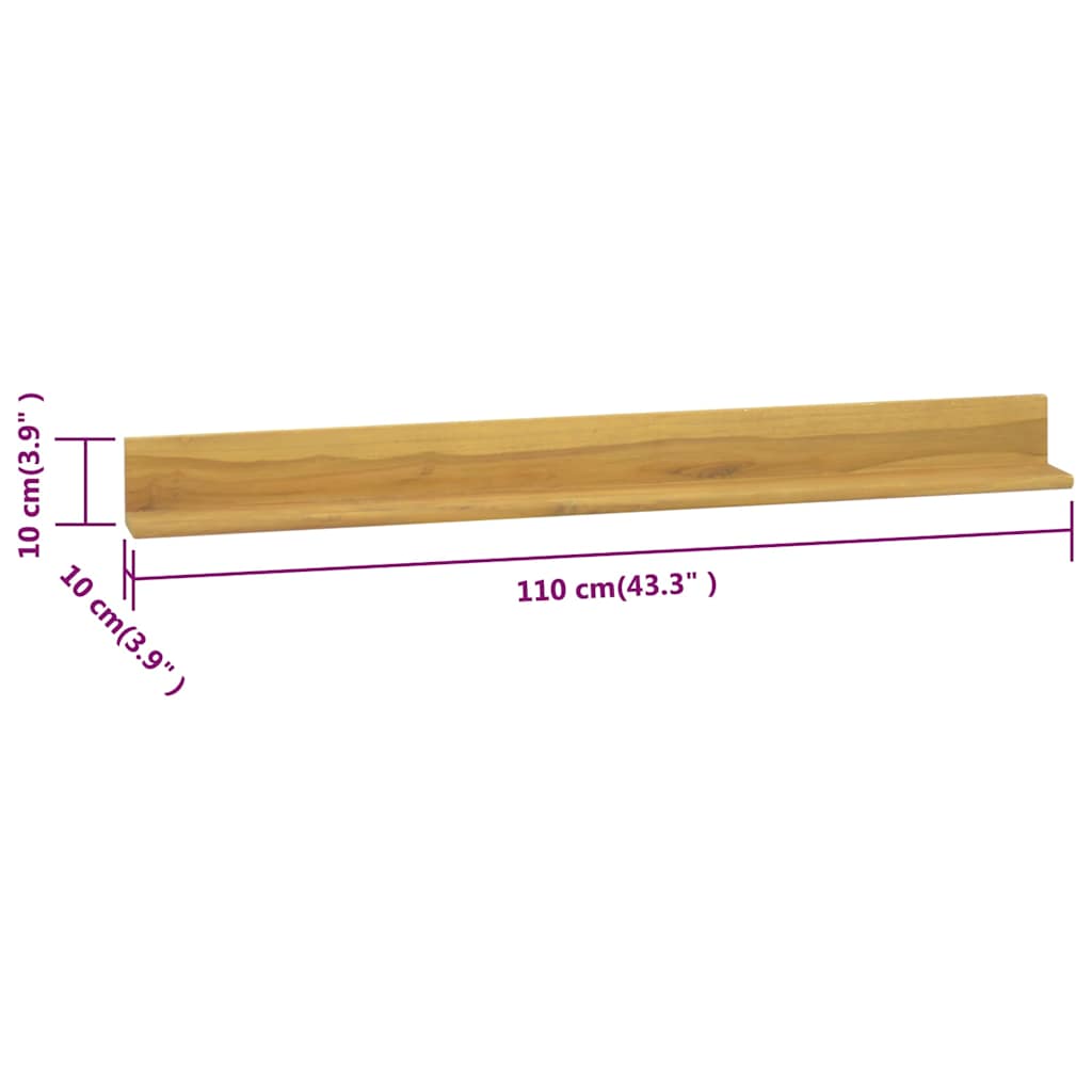 338261 vidaXL Wall Shelves 2 pcs 110x10x10 cm Solid Wood Teak