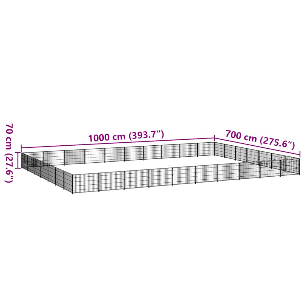 Dog Kennel Black 70 m² Steel
