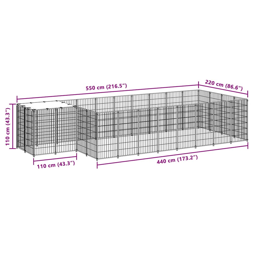 Dog Kennel Silver 8.47 m² Steel