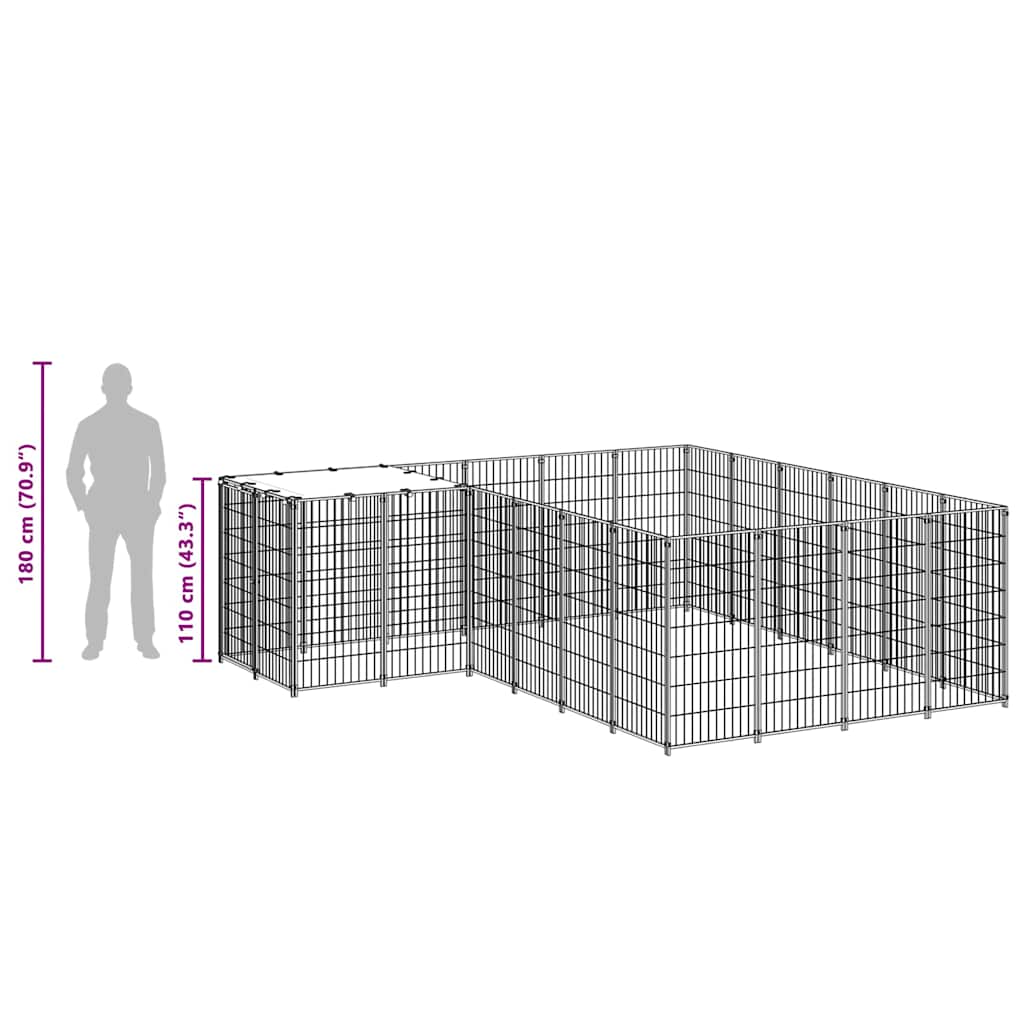 Dog Kennel Silver 8,47 m² Steel