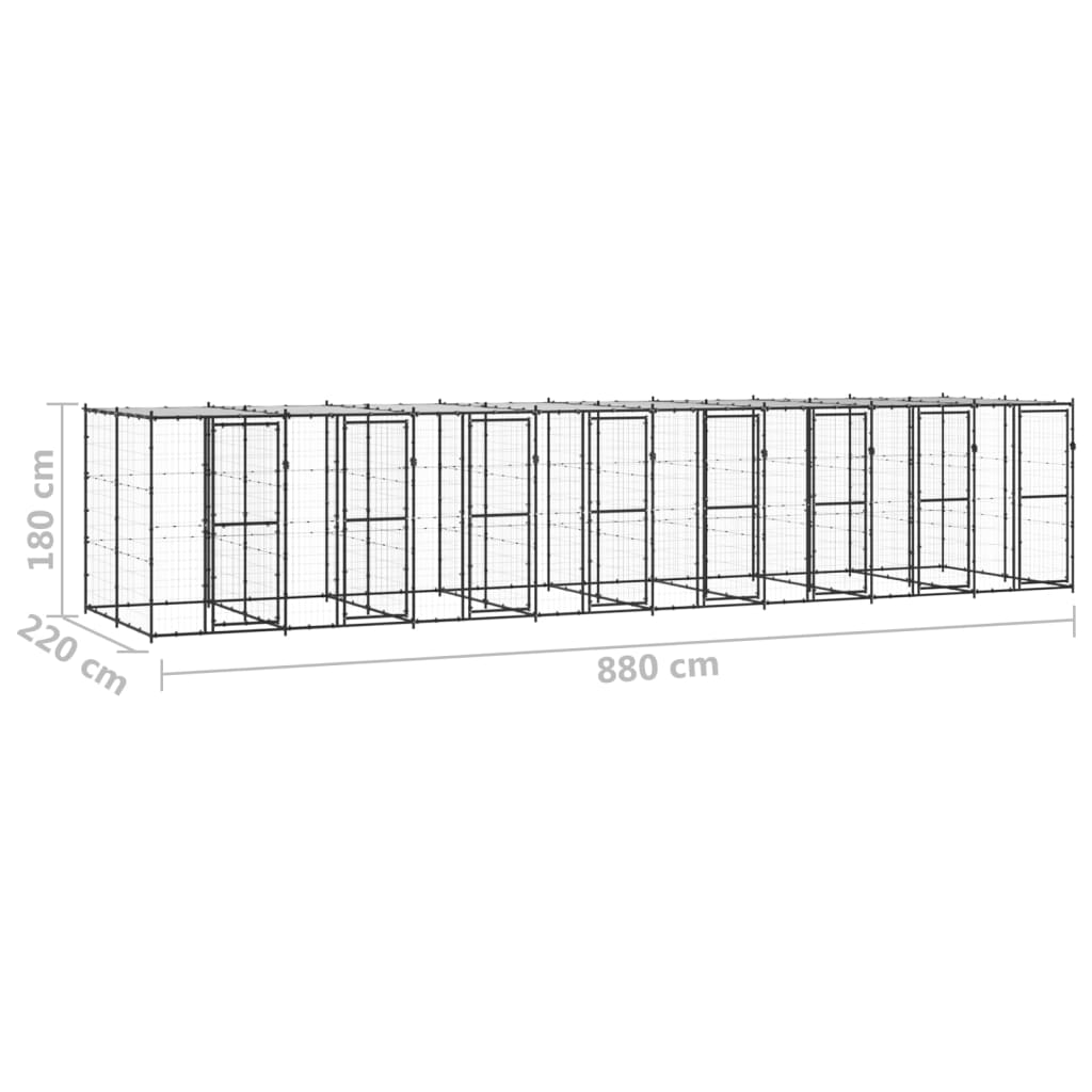 Dog Kennel | Black and Silver | Powder-coated steel | 19.36 m² | Durable