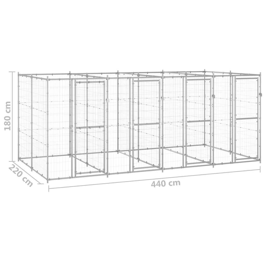 Outdoor Dog Kennel Galvanised Steel 9,68 m²