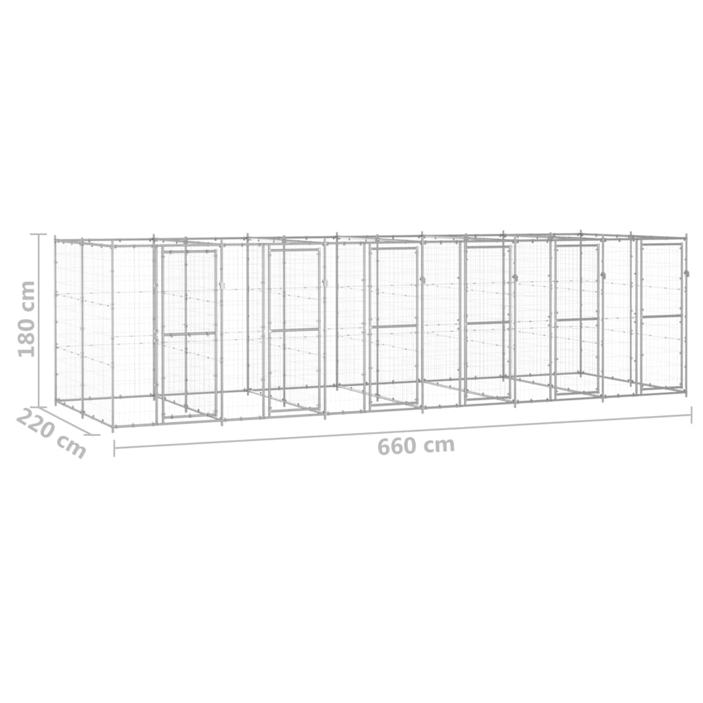 Outdoor Dog Kennel Galvanised Steel 14,52 m²