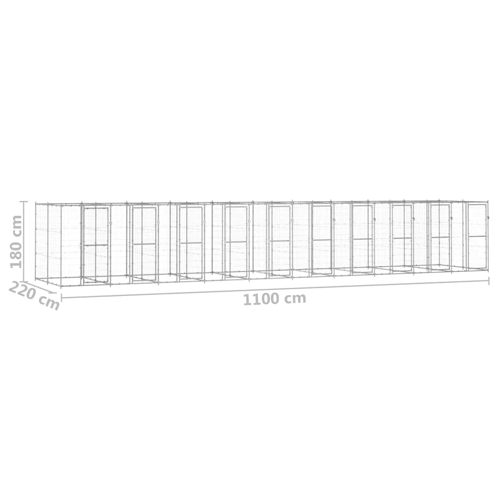 Outdoor Dog Kennel Galvanised Steel 24.2 m²