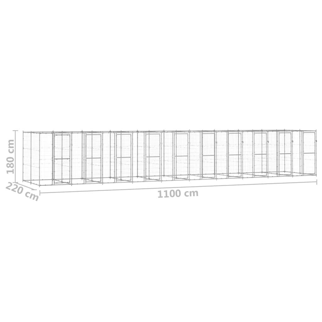 Outdoor Dog Kennel Galvanised Steel 24,2 m²