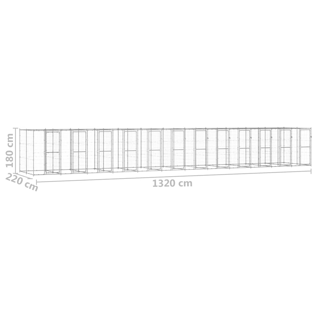 Outdoor Dog Kennel Galvanised Steel 29,04 m²