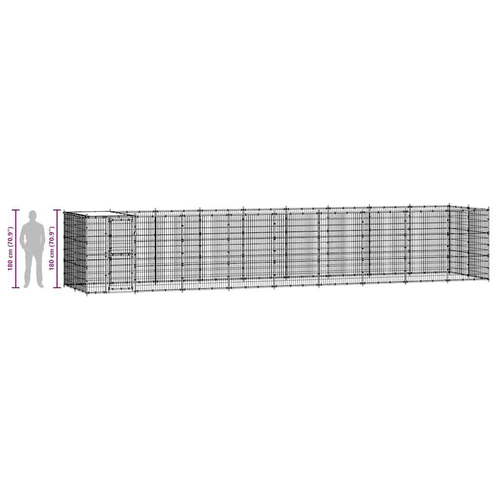 Outdoor Dog Kennel Galvanised Steel with Roof 21.78 m²