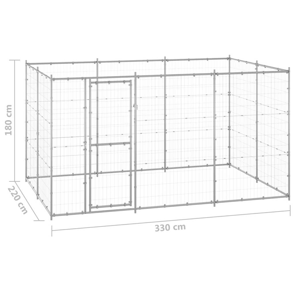 Outdoor Dog Kennel Galvanised Steel 7,26 m²
