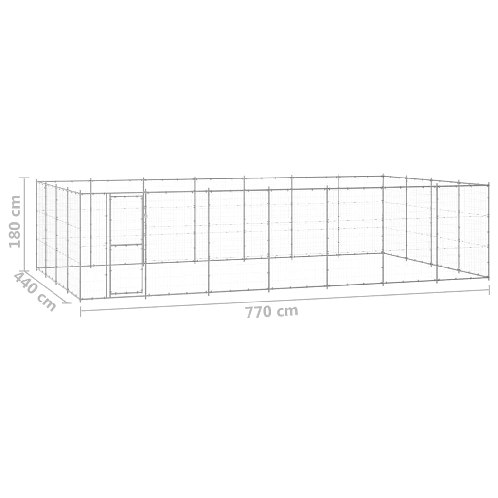 Outdoor Dog Kennel Galvanised Steel 33,88 m²