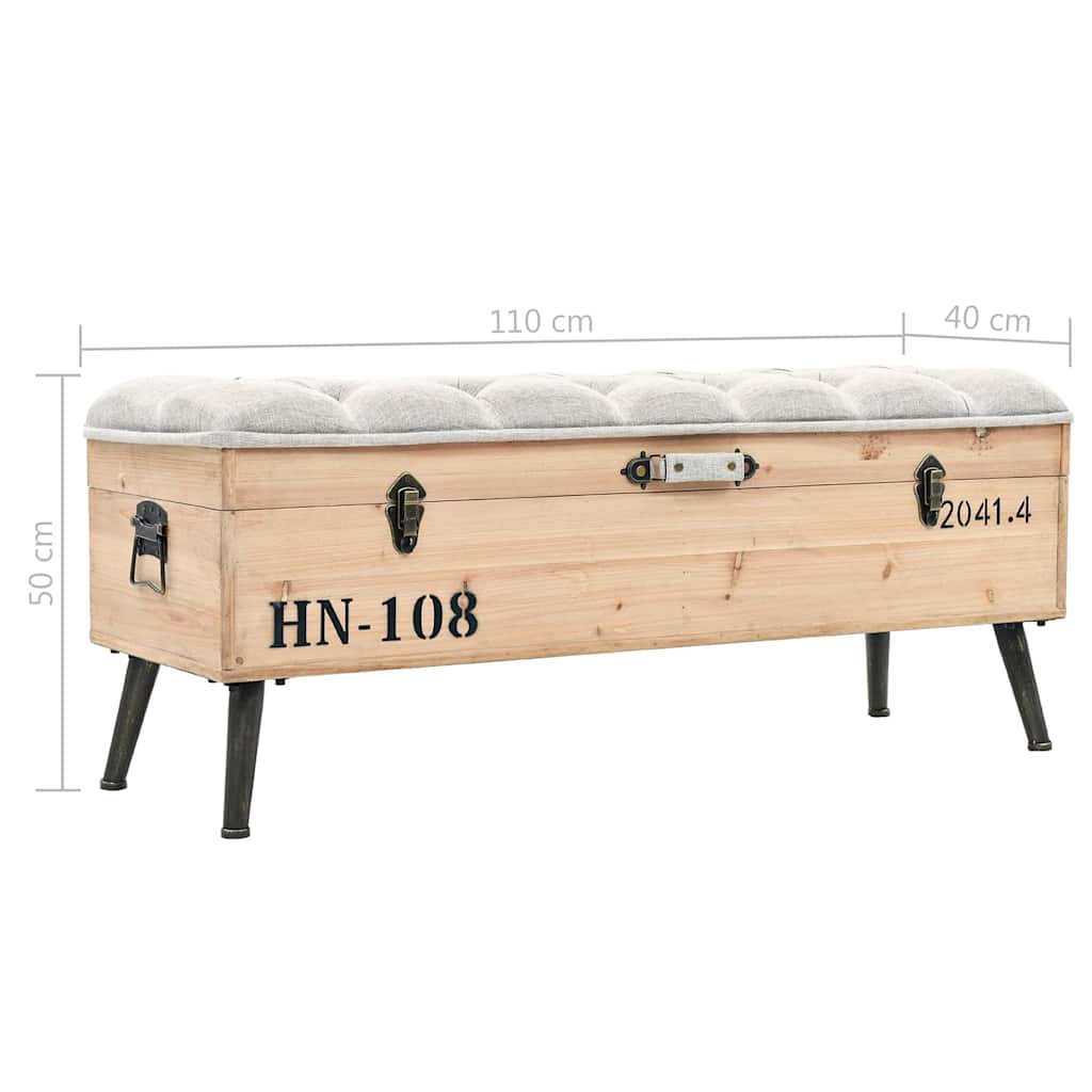 339294 vidaXL Storage Bench 110 cm Solid Firwood