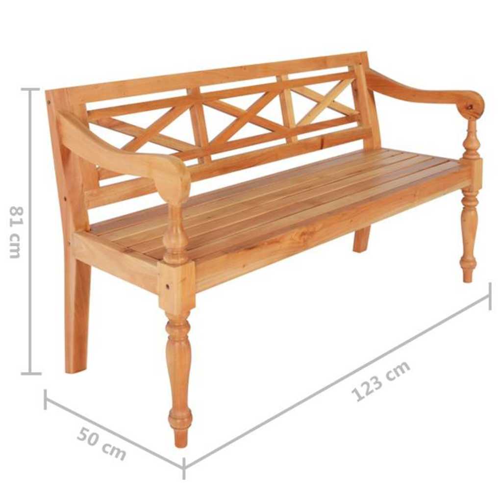 337078 vidaXL Batavia Bench 123 cm Solid Mahogany Wood Light Brown
