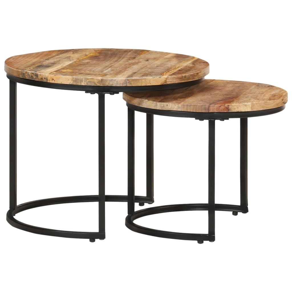 337999 vidaXL Nesting Tables 2 pcs Rough Mango Wood