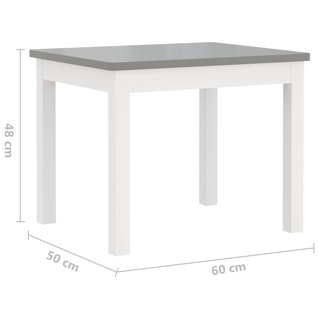 3 Piece Children Table and Chair Set White and Grey MDF
