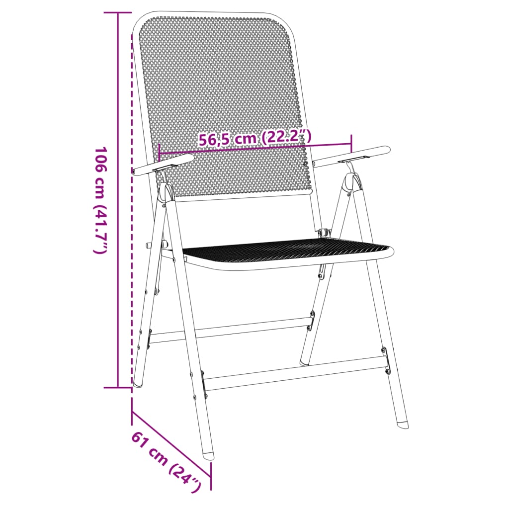 Folding Chairs 2 pcs Expanded Metal Mesh Anthracite