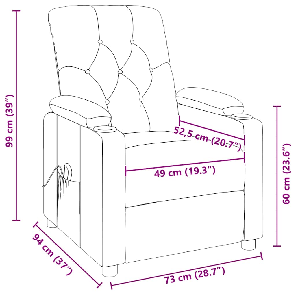Massage Chair Dark Brown Fabric