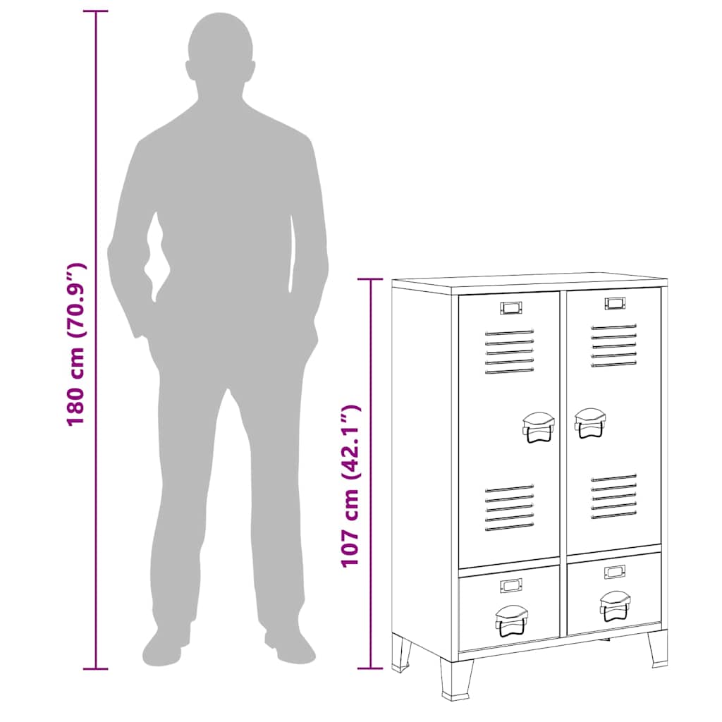 339611 vidaXL Industrial Wardrobe White 67x35x107 cm Steel